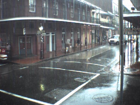 The Corner of Bourbon Street and St. Peter Street in the French Quarter